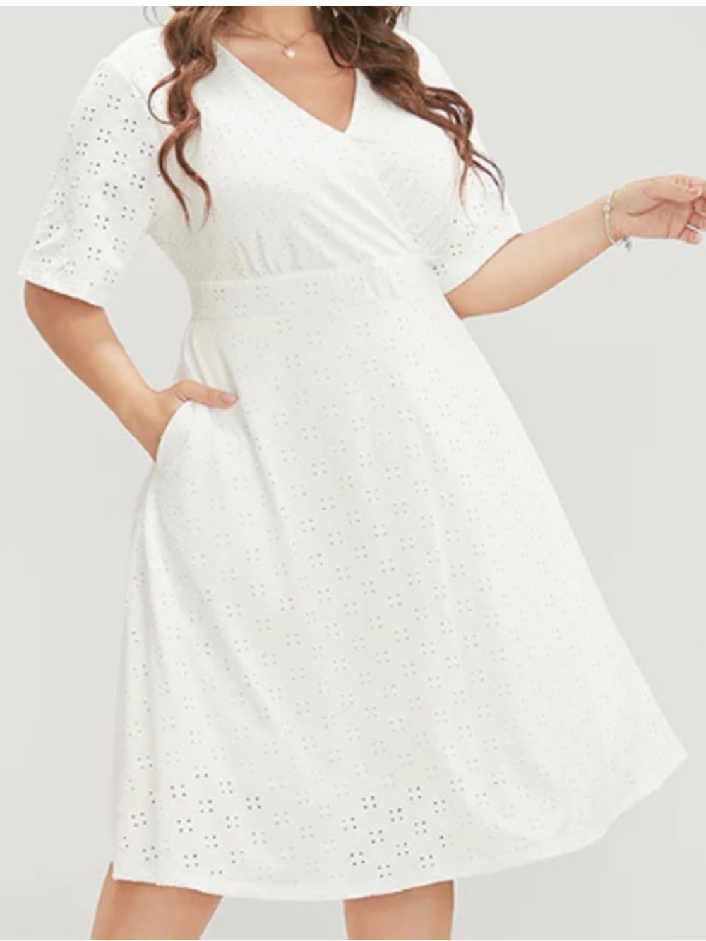 BloomChic White Eyelet Faux Wrap Dress NWT Women's Plus Size 22-24 3X
